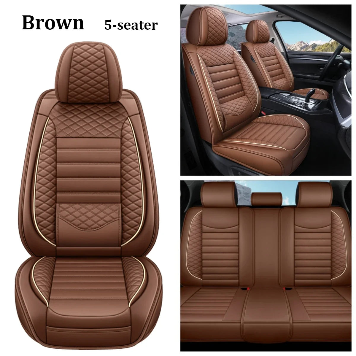 Housse de Siège Auto Cuir Universelle Support Lombaire