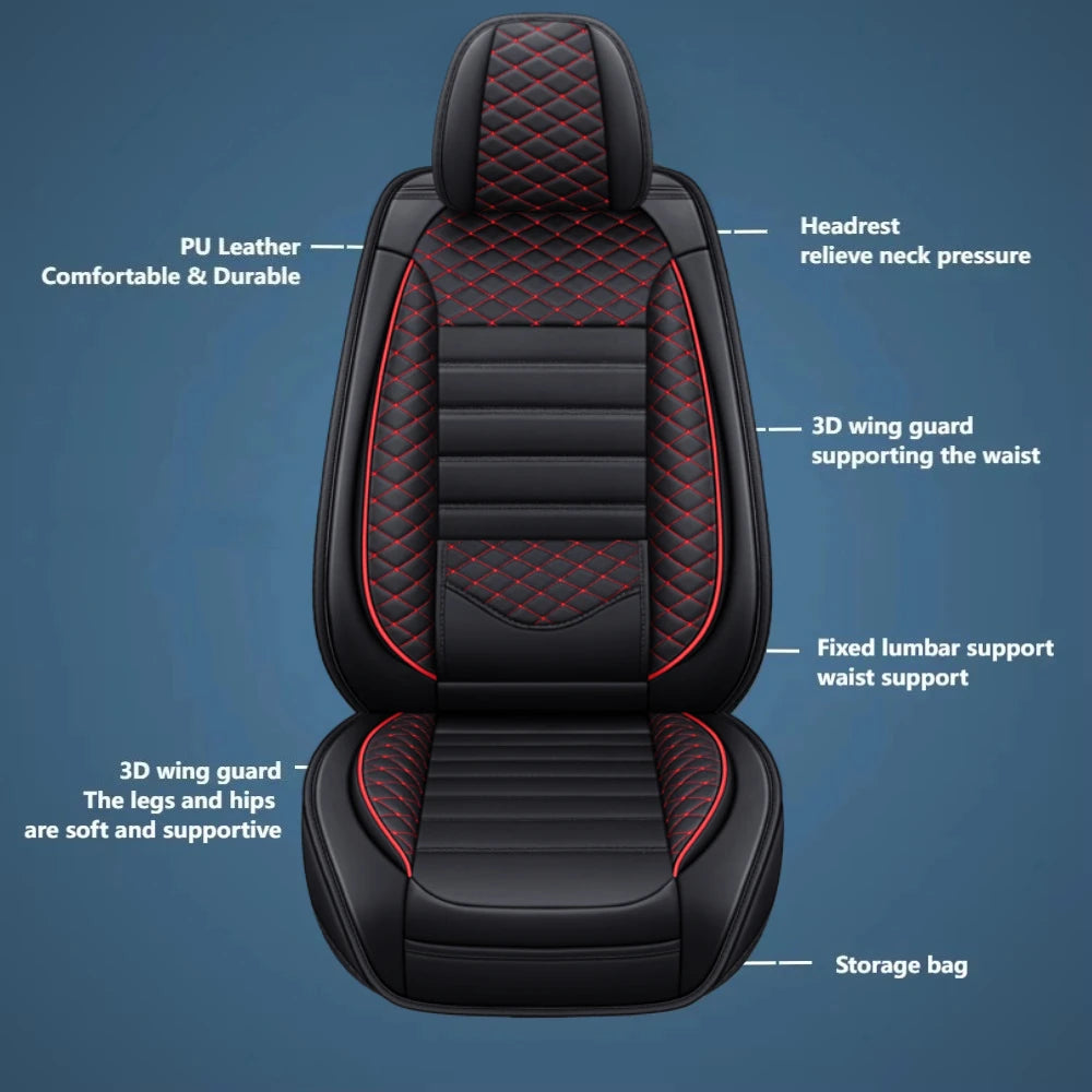 Housse de Siège Auto Cuir Universelle Support Lombaire