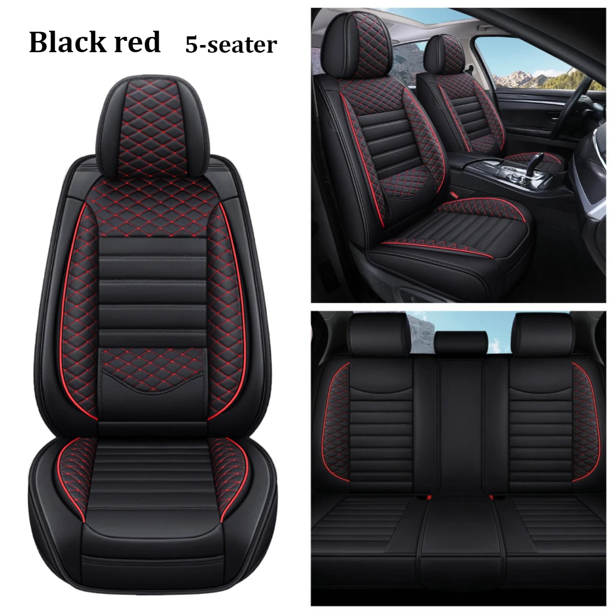 Housse de Siège Auto Cuir Universelle Support Lombaire