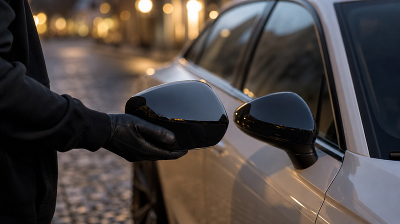 Pièces de tuning noir brillant disposées sur un établi, sur une berline sportive — Livraison gratuite tuning auto en France