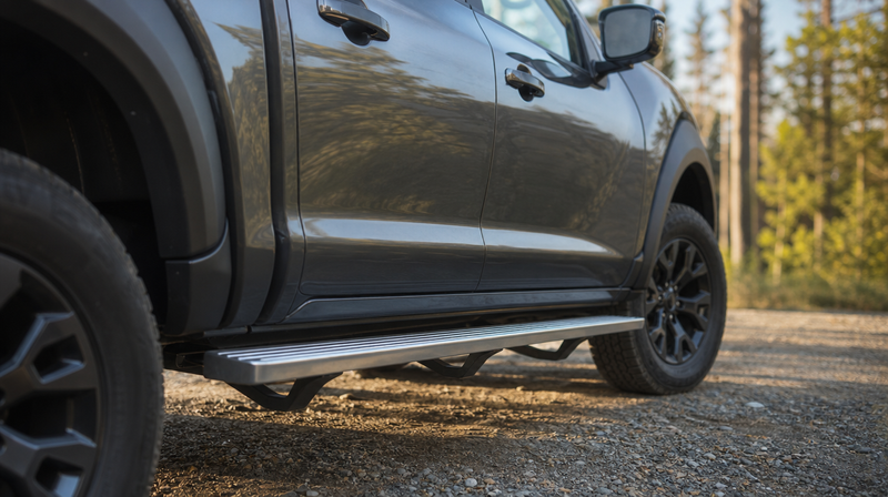 Marchepied aluminium monté sur le flanc d'un pick-up — marche pied 4x4