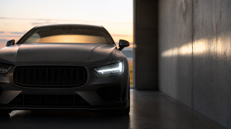 Ampoule LED vissée à la main dans le bloc optique ouvert, sur un coupé premium — Entretien des LED d'ambiance