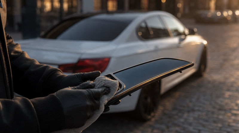 Pièces de tuning noir brillant disposées sur un établi, sur une berline sportive — Moteur BMW B58