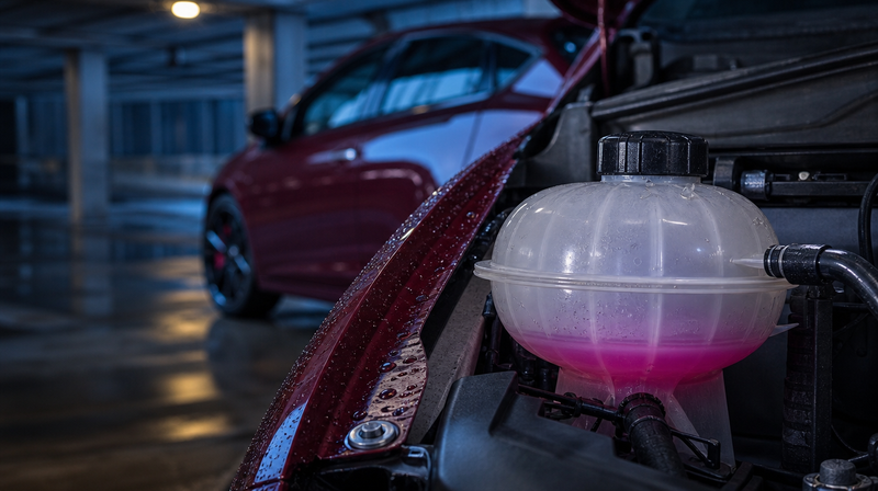 Vase d'expansion translucide et liquide de refroidissement propre, sur une compacte sportive — Renault Clio RS d'occasion