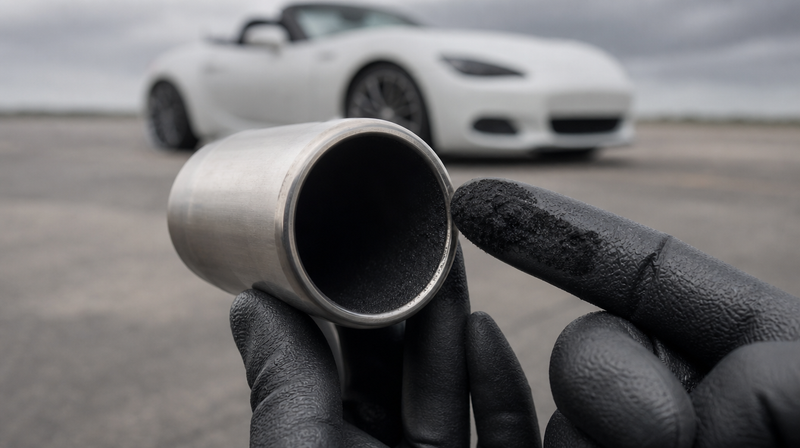 Sortie d'échappement essuyée au gant, trace de suie sèche, sur un roadster compact — BMW Z4 d'occasion