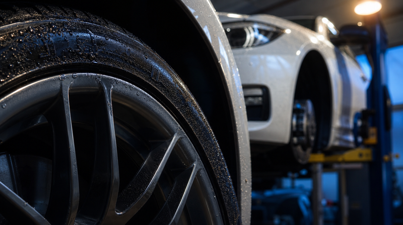 Boulon de roue serré à la clé dynamométrique sur une jante multibranches, sur une berline sportive — Jantes BMW Série 7 E38