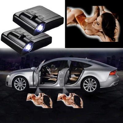Projecteurs LED Porte Voiture 'Sexy Girl' Pack 2 Sans Fil