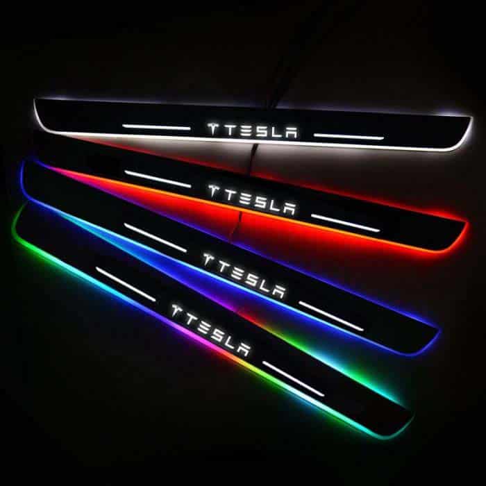 Seuils de porte LED Tesla étanches, aimantés, 7 couleurs changeantes