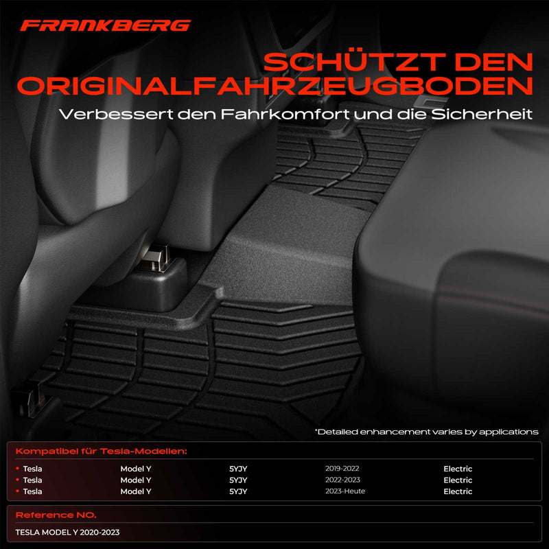 Tapis de Sol Tesla Model Y 2020-2023 TPE Frankberg 6 Pièces Rouge