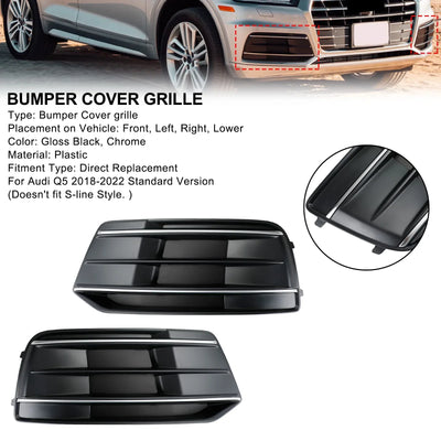 2 Pièces Insert Calandre Pare-Chocs Avant Noir Chrome Audi Q5 - installé sur véhicule - Becquet Voiture