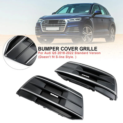 2 Pièces Insert Calandre Pare-Chocs Avant Noir Chrome Audi Q5 - vue de trois-quarts - Becquet Voiture
