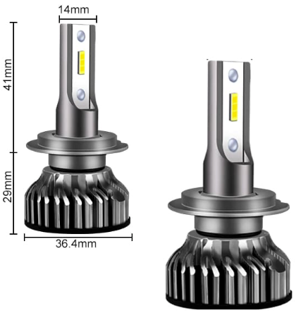 2x Ampoules Led Ventilée H7 - vue de face - Becquet Voiture