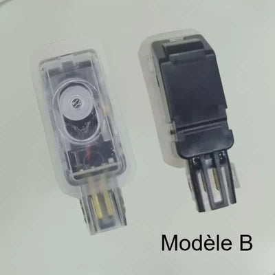 2X Éclairage de Porte LED Cadillac avec Projection de Logo - détail du montage - Becquet Voiture