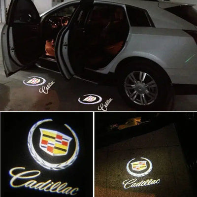 2X Éclairage de Porte LED Cadillac avec Projection de Logo - installé sur véhicule - Becquet Voiture