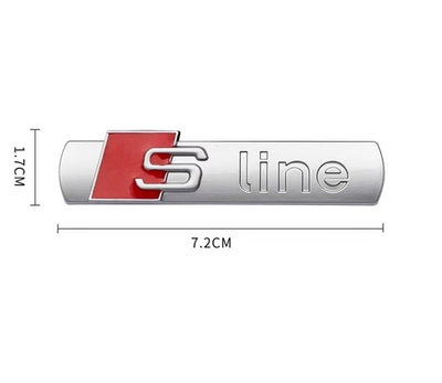2x Emblèmes S-Line Origine Audi Gris Argent - vue de profil - Becquet Voiture