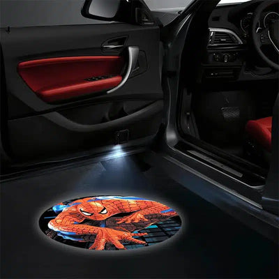 2X Lampes de Porte LED Spiderman pour Portières de Voiture - détail du montage - Becquet Voiture