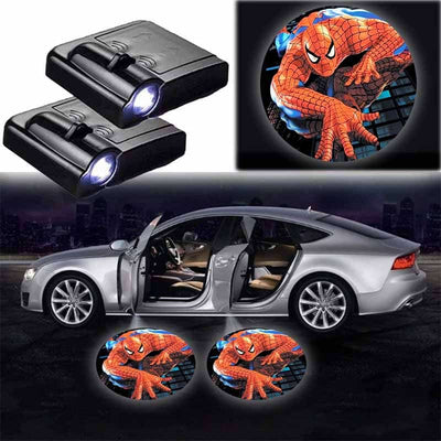 2X Lampes de Porte LED Spiderman pour Portières de Voiture - vue de face - Becquet Voiture