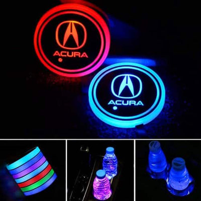 2X Lampes LED de porte-gobelet Acura 7 couleurs changeantes - vue de face - Becquet Voiture