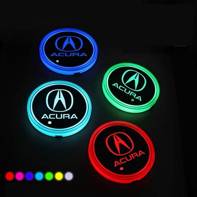2X Lampes LED de porte-gobelet Acura 7 couleurs changeantes - vue de trois-quarts - Becquet Voiture