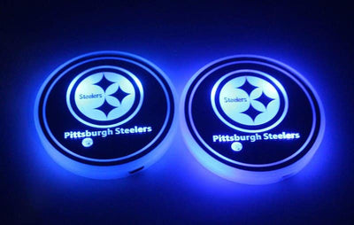 2x Lampes LED Porte-gobelet Pittsburgh Steelers 7 Couleurs Rechargeables - installé sur véhicule - Becquet Voiture