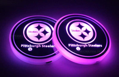 2x Lampes LED Porte-gobelet Pittsburgh Steelers 7 Couleurs Rechargeables - packshot studio - Becquet Voiture