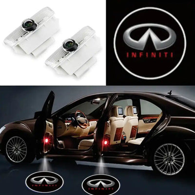 2x Lampes LED Projecteur Logo Infiniti pour Portes de Voiture - en situation - Becquet Voiture