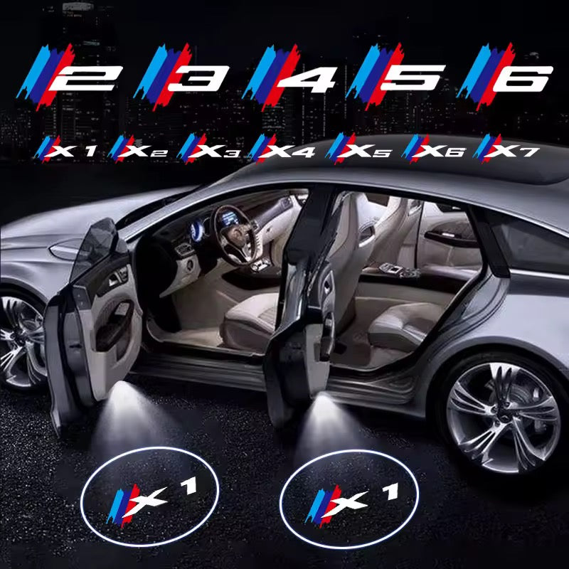 2x LED Porte BMW X1 X2 X3 X4 X5 X6 X7 Logo Projecteur Lumière - vue de face - Becquet Voiture