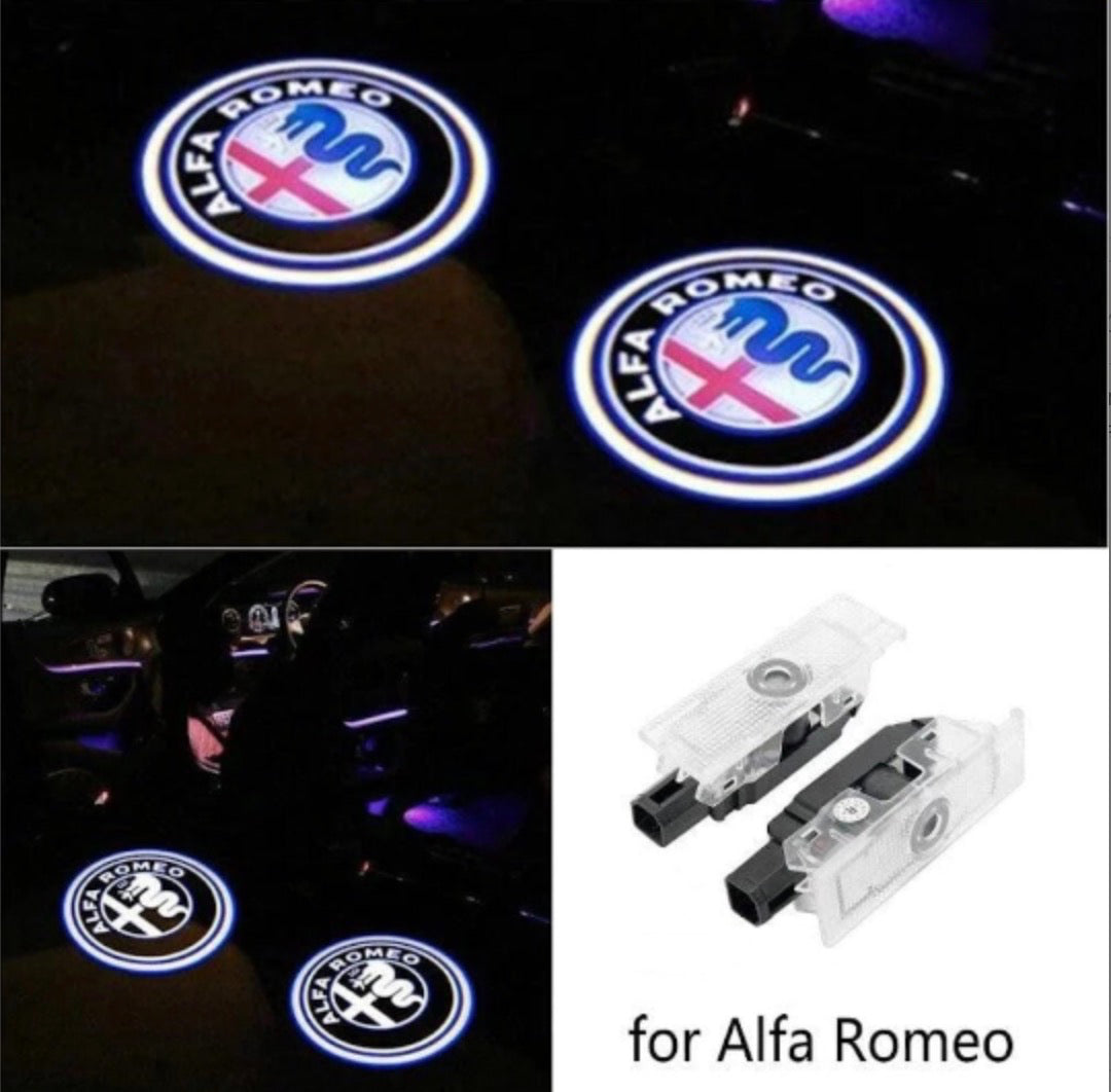 2x LEDs de Portes Logo Alfa Roméo Plug and Play - vue de face - Becquet Voiture