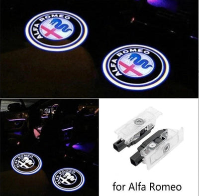 2x LEDs de Portes Logo Alfa Roméo Plug and Play - vue de face - Becquet Voiture