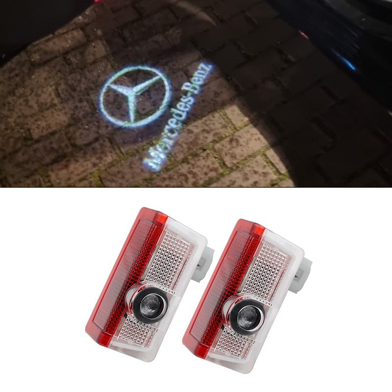 2x LEDs de Portes Mercedes Benz Logo Lumineux - vue de face - Becquet Voiture