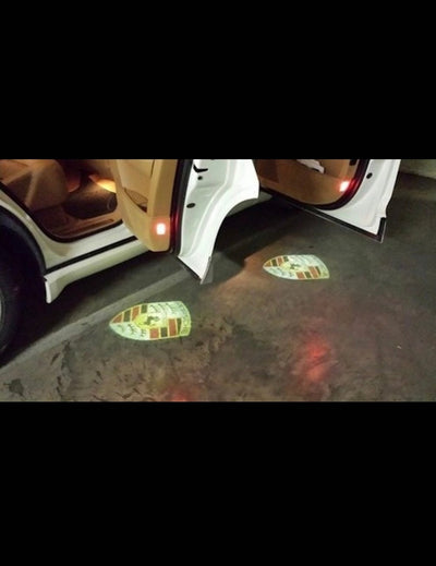2x LEDs De Portes Porsche Logo Lumière - vue de face - Becquet Voiture