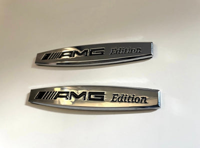 2x Logos Ailes Mercedes AMG Edition Chrome - vue arrière - Becquet Voiture