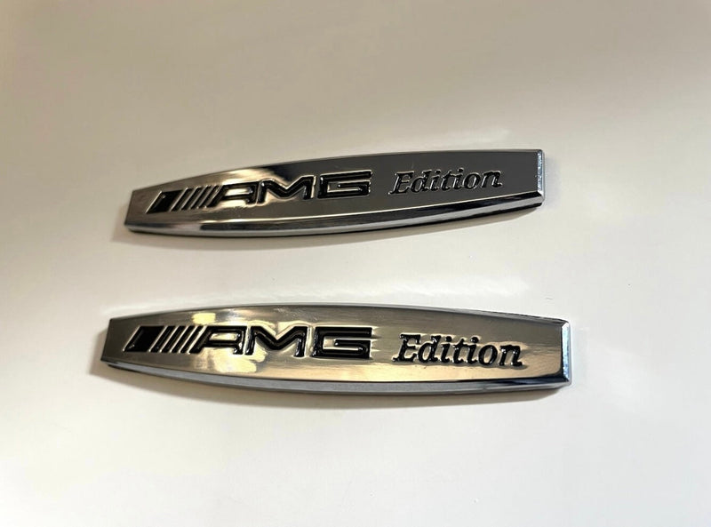2x Logos Ailes Mercedes AMG Edition Chrome - vue arrière - Becquet Voiture