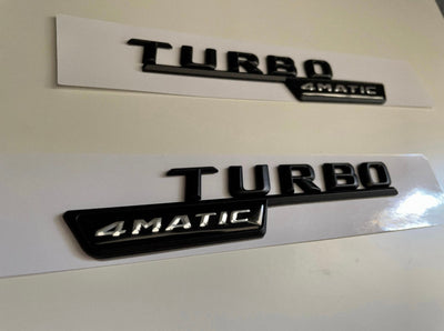 2x Logos Ailes Mercedes Turbo 4Matic - Finition Noir - vue arrière - Becquet Voiture