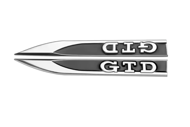 2x Logos Ailes Volkswagen GTD GTI - vue de face - Becquet Voiture