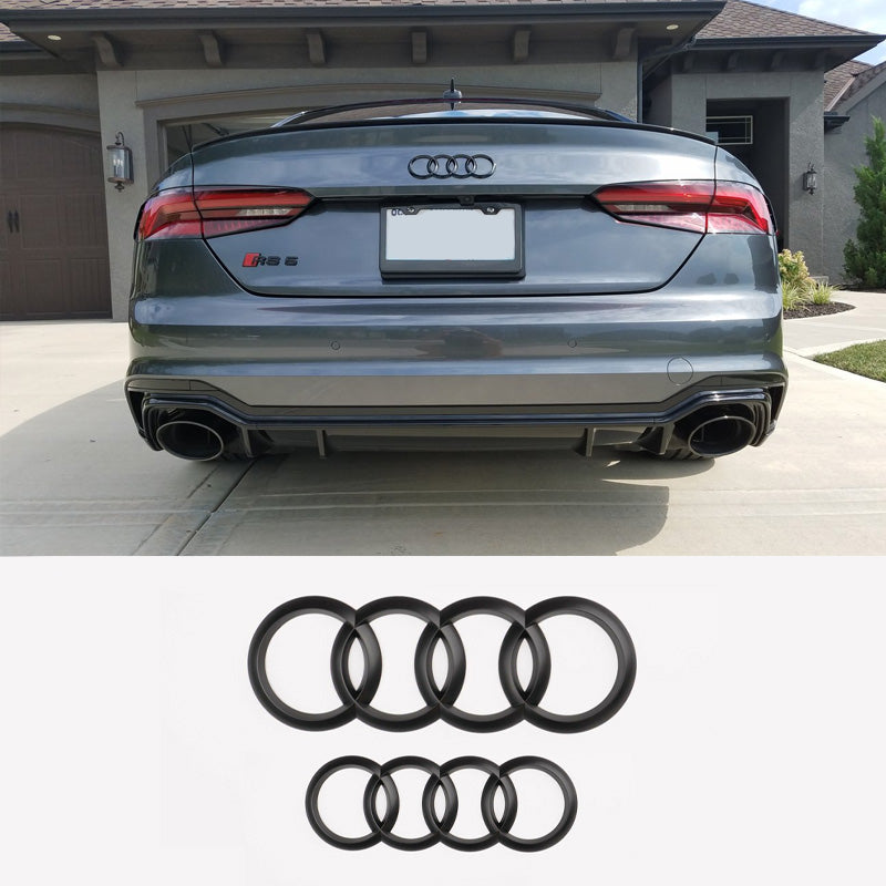 2x Logos Audi Noir Mat A1, A3, A4 A5 - vue de face - Becquet Voiture