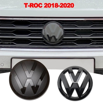 2x Logos Noir Brillant Volkswagen T-Roc (18-20) - vue de face - Becquet Voiture
