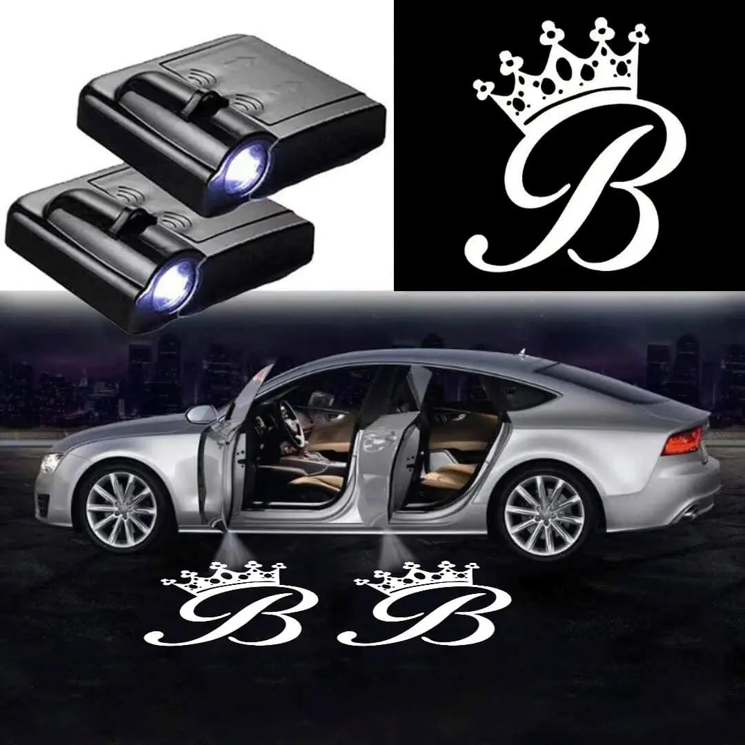 2X Lumières De Porte De Voiture Sans Fil LED Crown - vue de face - Becquet Voiture