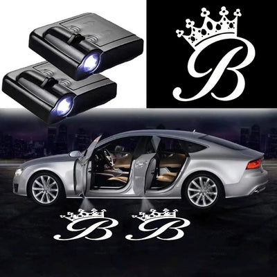 2X Lumières De Porte De Voiture Sans Fil LED Crown - vue de face - Becquet Voiture