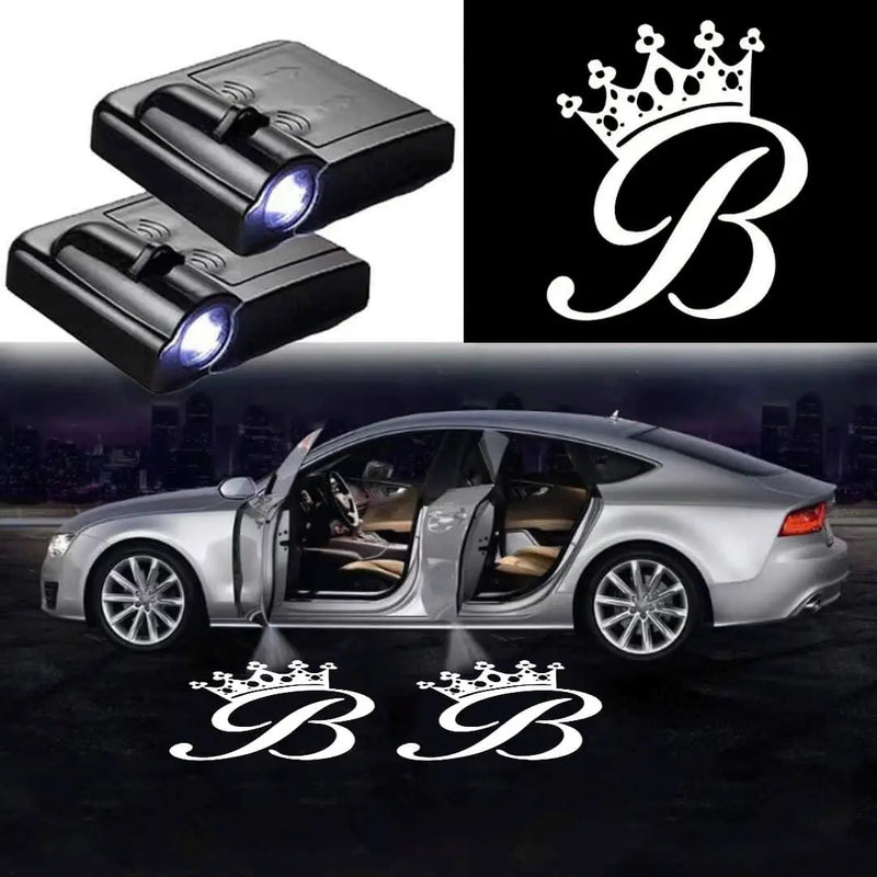 2X Lumières De Porte De Voiture Sans Fil LED Crown - vue de face - Becquet Voiture