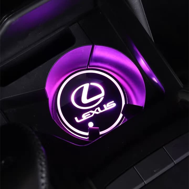 2X Lumières LED pour Porte-gobelet Lexus, 7 Couleurs Changeantes Pack 2 - détail du montage - Becquet Voiture