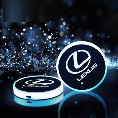 2X Lumières LED pour Porte-gobelet Lexus, 7 Couleurs Changeantes Pack 2 - vue rapprochée - Becquet Voiture