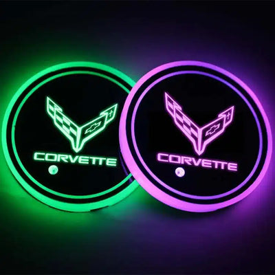 2X Porte Gobelet LED Corvette Avec 7 Couleurs Changeantes - vue arrière - Becquet Voiture