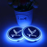 2X Porte Gobelet LED Corvette Avec 7 Couleurs Changeantes - vue de profil - Becquet Voiture