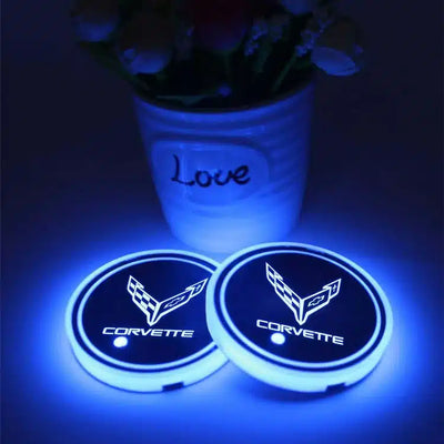 2X Porte Gobelet LED Corvette Avec 7 Couleurs Changeantes - vue de profil - Becquet Voiture