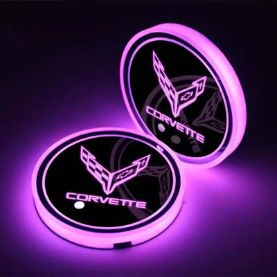 2X Porte Gobelet LED Corvette Avec 7 Couleurs Changeantes - vue de trois-quarts - Becquet Voiture