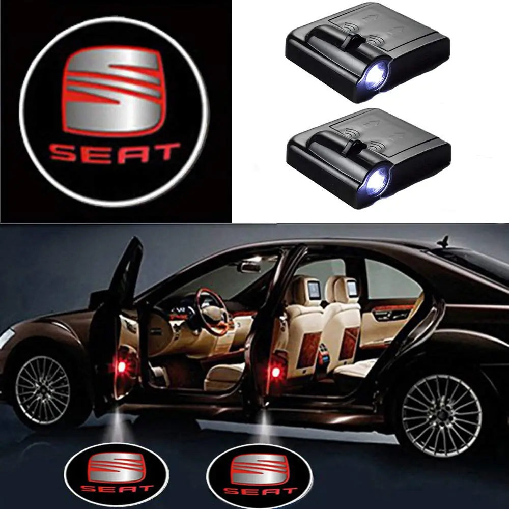 2X Projecteur LED Logo de Porte pour Voiture SEAT - vue de face - Becquet Voiture