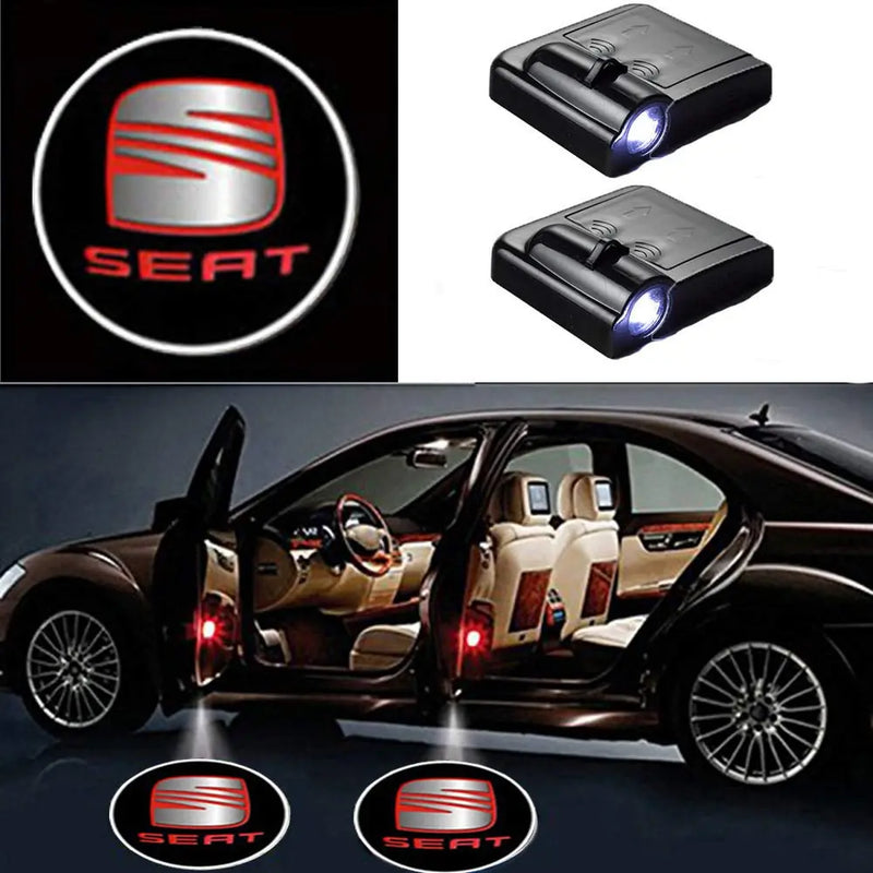 2X Projecteur LED Logo de Porte pour Voiture SEAT - vue de face - Becquet Voiture