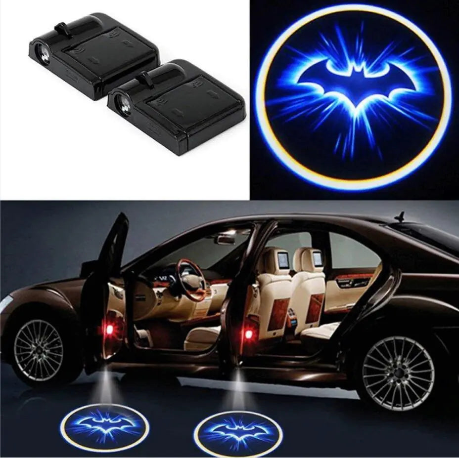 2x Projecteurs De Porte LED Batman Sans Fil 2 Pièces - vue de face - Becquet Voiture