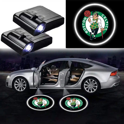 2x Projecteurs de Porte LED Logo Boston Celtics pour Voiture - vue de face - Becquet Voiture